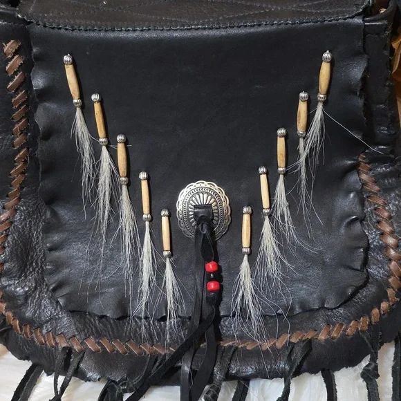 Kobler Black Leather Fringe Bag - Picture 2 of 13